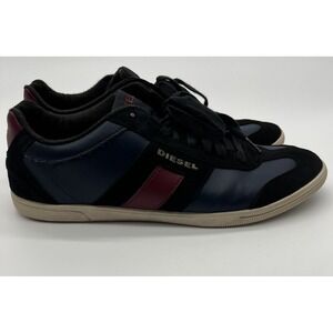Diesel Vintagy Lounge Low Top Sneakers Shoes Suede Black/Blue/Burgun Men's Sz 11